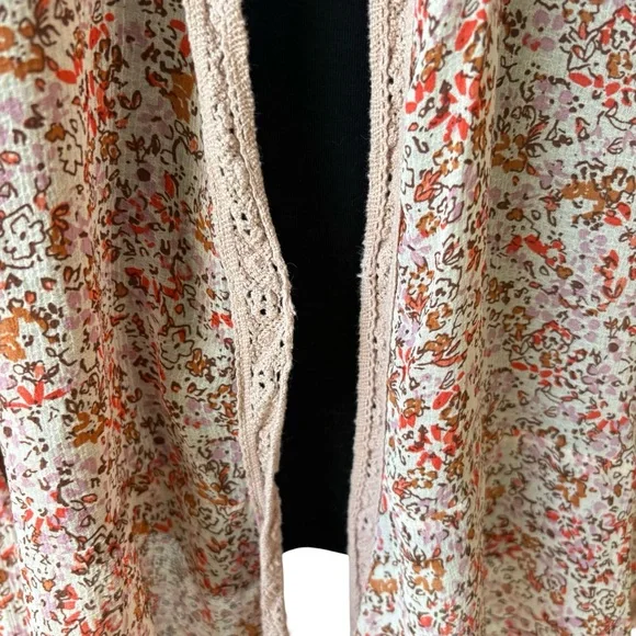 Free People Lola Printed Open Front Kimono (front tie string removed), Sz M - Picture 13 of 15